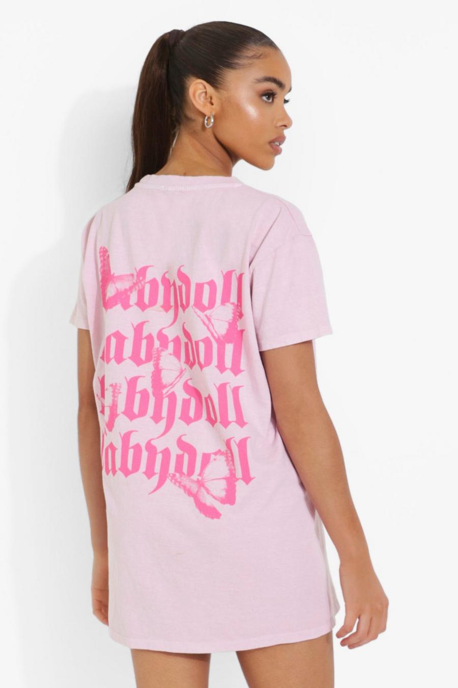 Tall überfärbtes Babydoll T-Shirt, Rosa image number 1