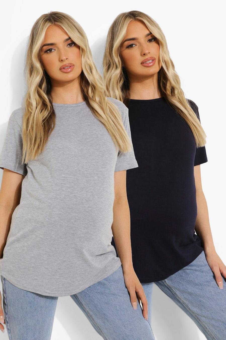 Grey marl Maternity 2 Pack Crew Neck T-shirt image number 1