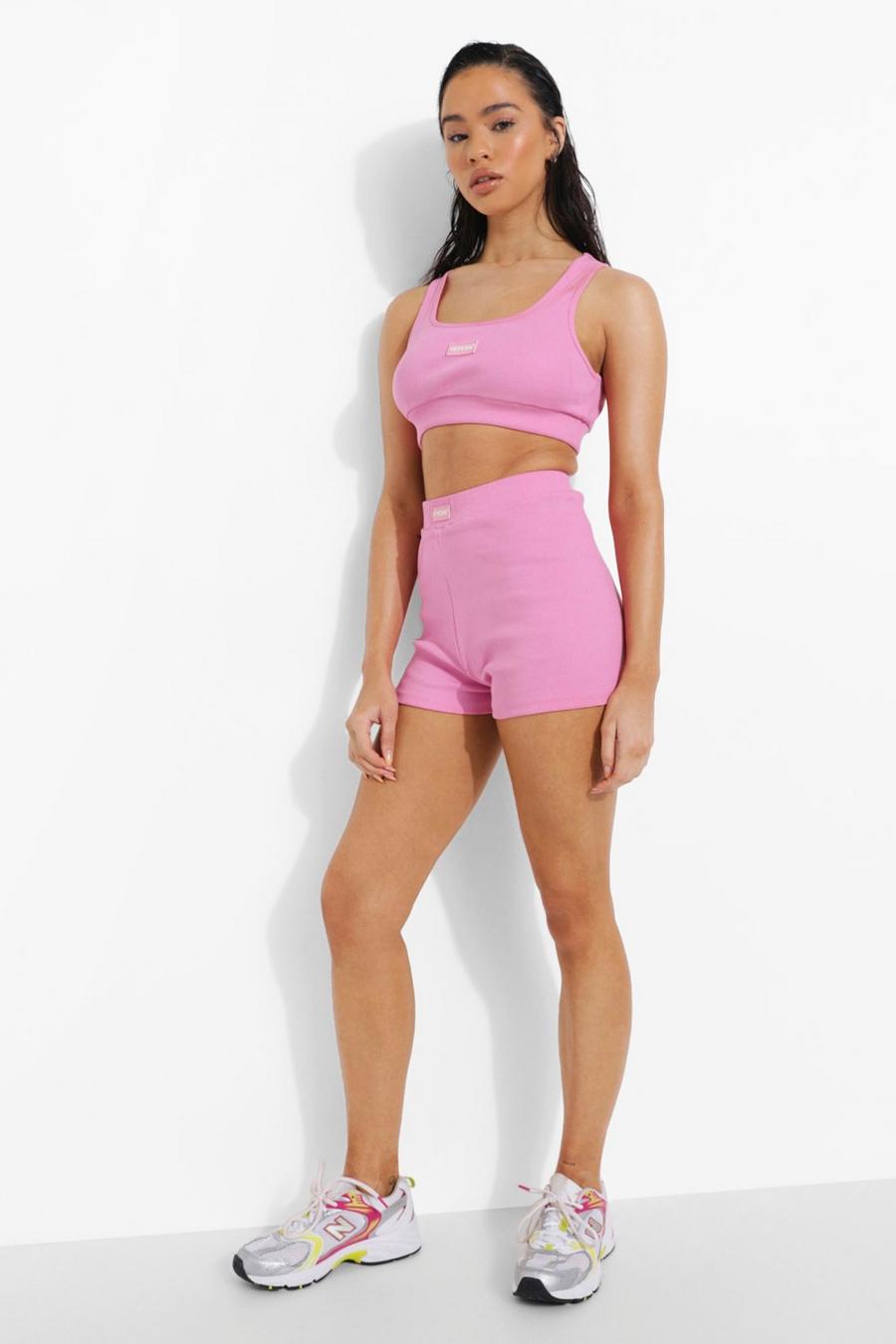 Pink Premium Rib Shorts image number 1