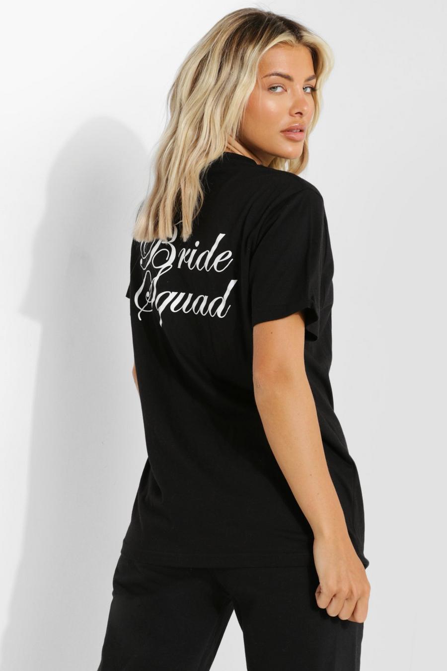 T-Shirt mit „Bride Squad“-Print hinten, Schwarz image number 1