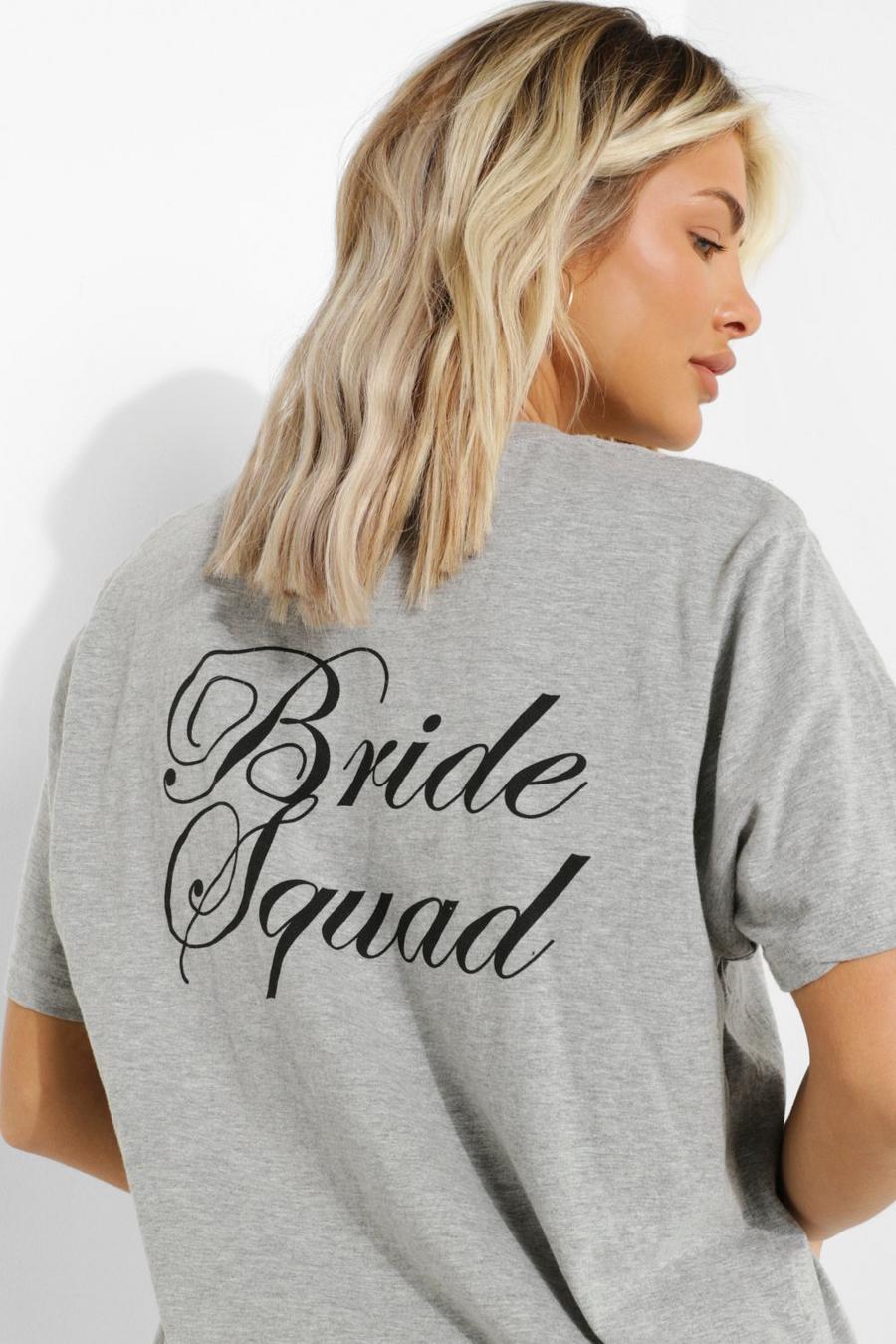 סלע אפור טישרט לחברי הכלה עם הדפס כיתוב Bride Squad בגב image number 1