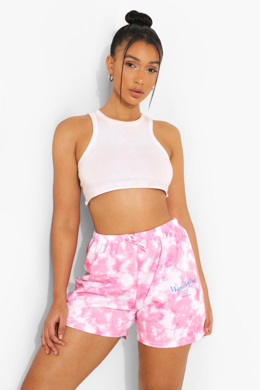 Pink Wanderlust Tie Dye Jogger Shorts image number 1