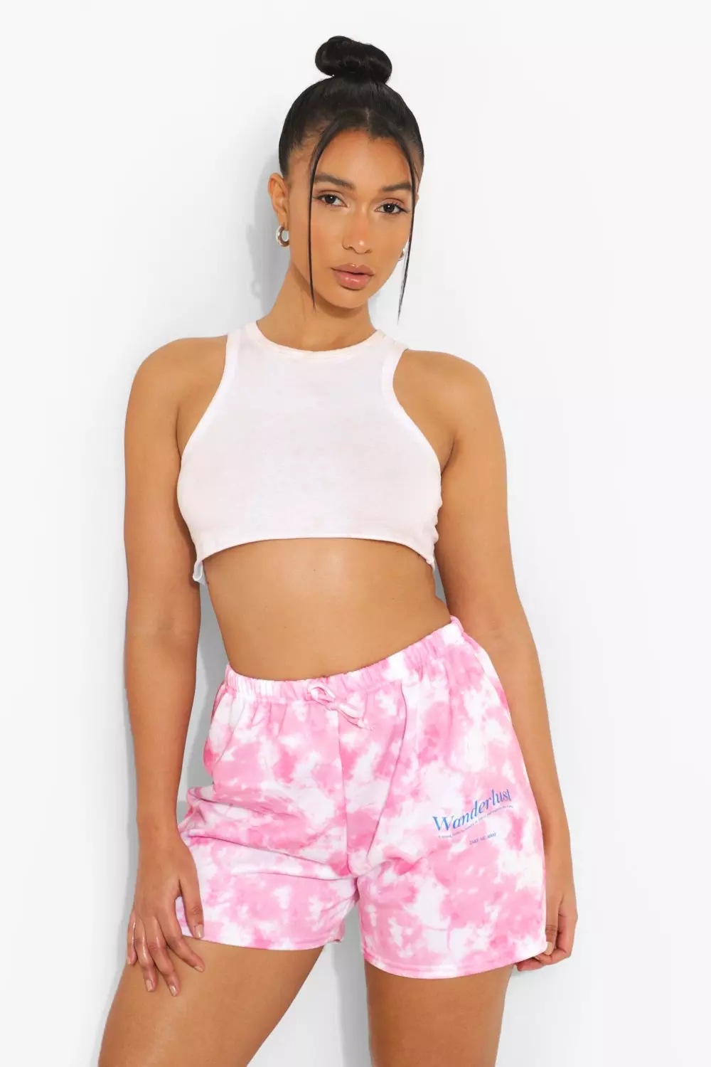 Pink and white hot sale tie dye shorts