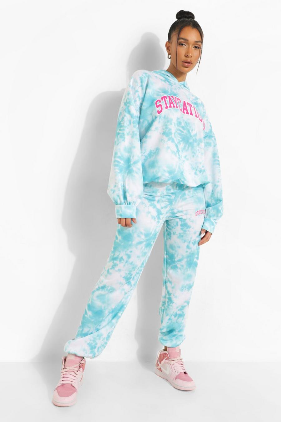 Blue Tie Dye Staycation Track Pants image number 1
