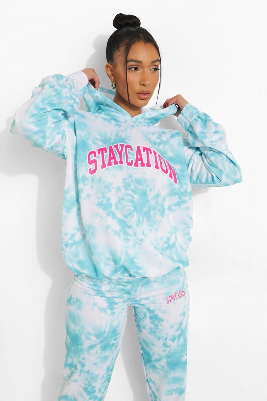 Blue Tie Dye Staycation Hoodie image number 1