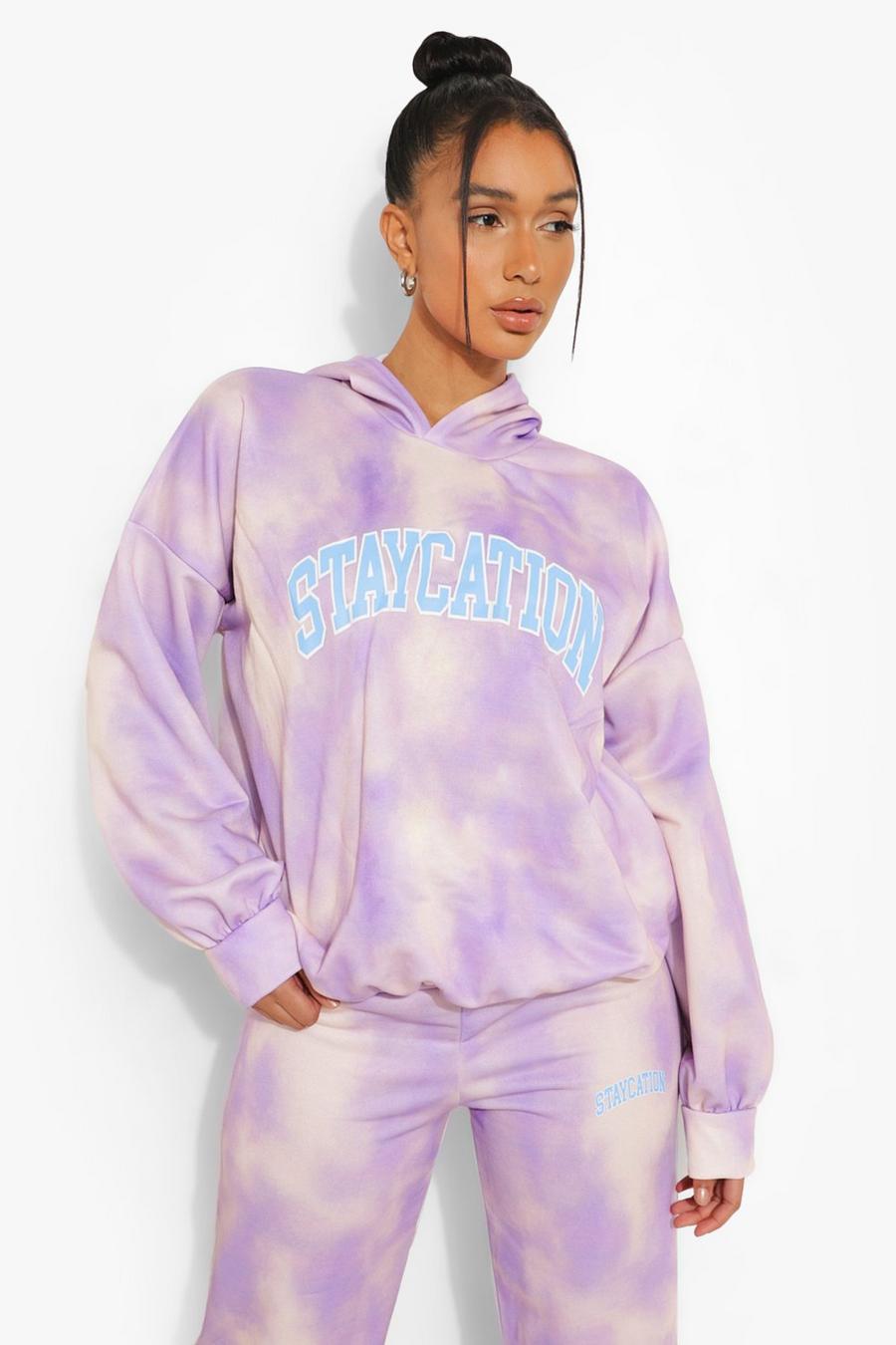 Lilac Staycation Batikmönstrad hoodie