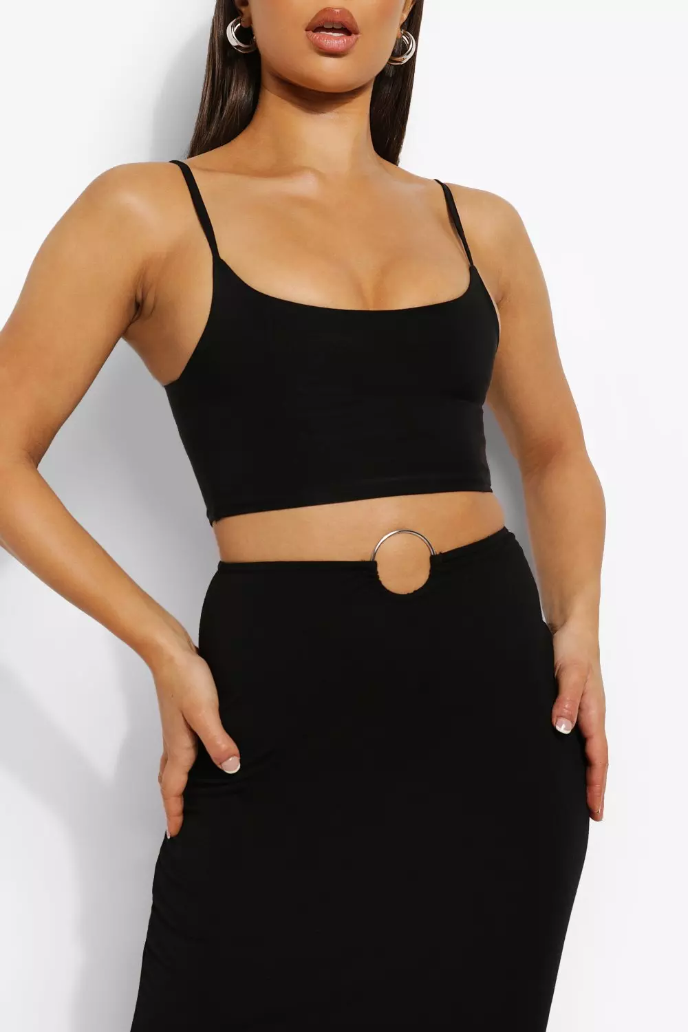 O Ring V Front Maxi Skirt Boohoo