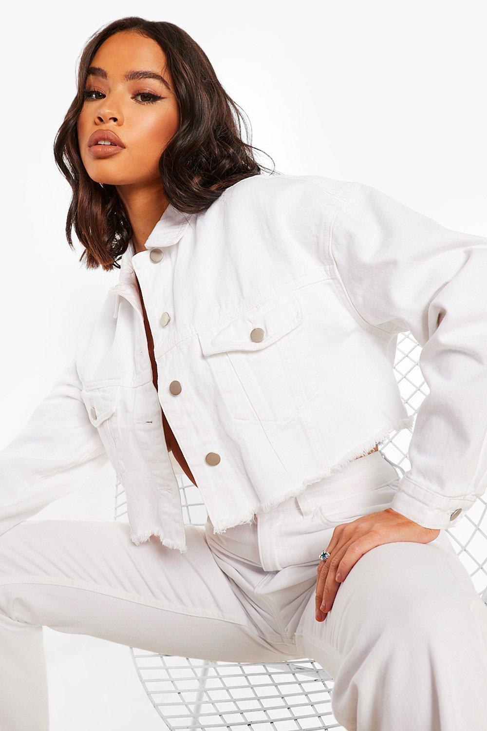 Boohoo white denim jacket sale