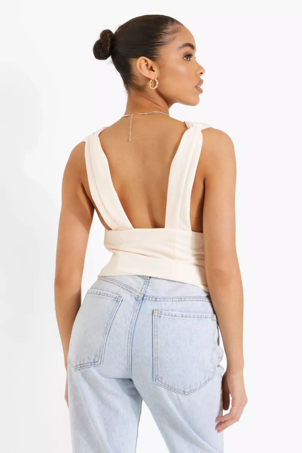 Beige Halter Corset Detail Top alternative image