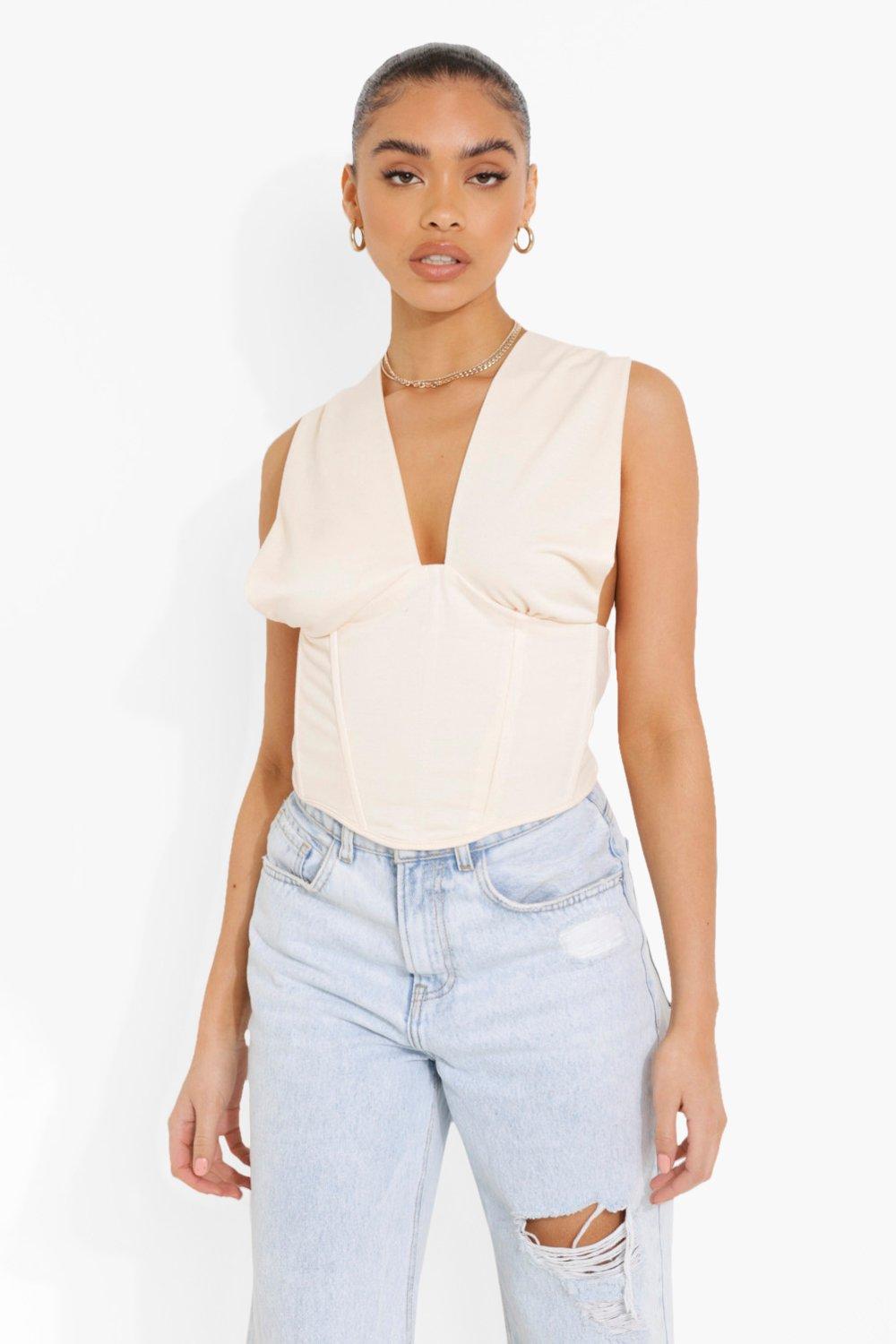 Begaline Plunge Corset Detail Top