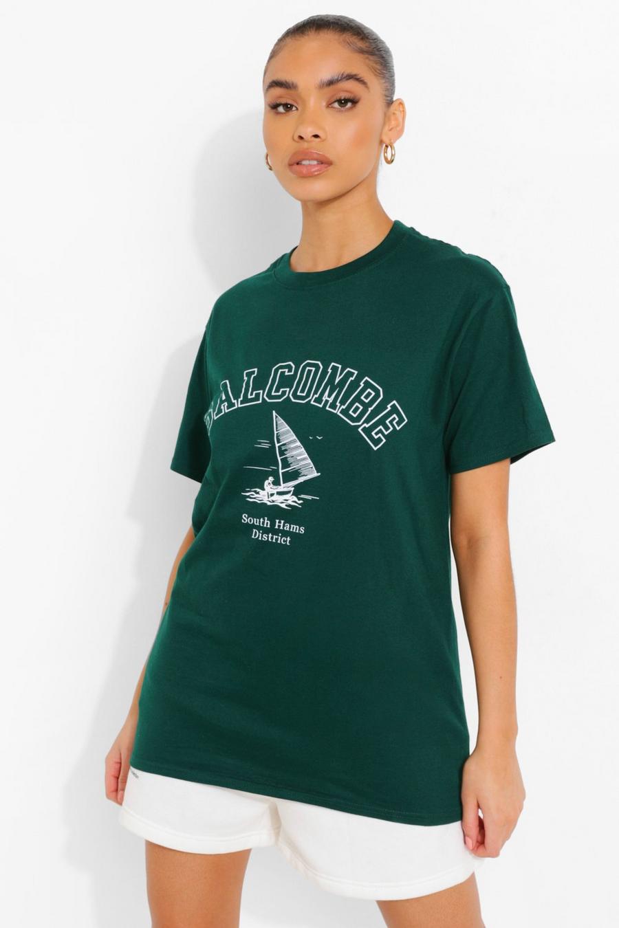 T-Shirt mit Salcombe Grafik, Bottle green image number 1