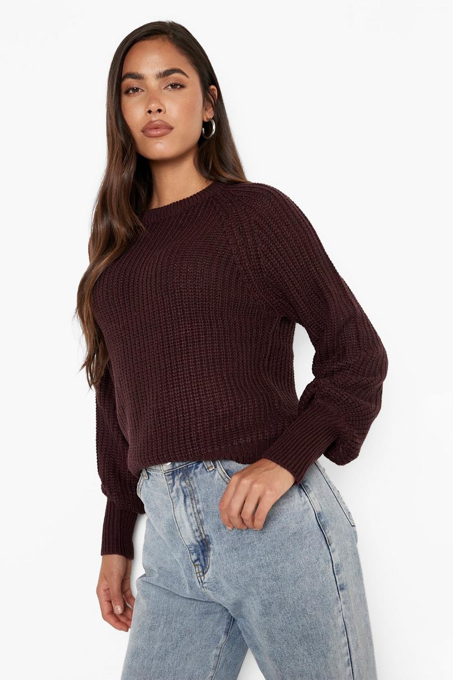Brown Raglan Sleeve Sweater image number 1