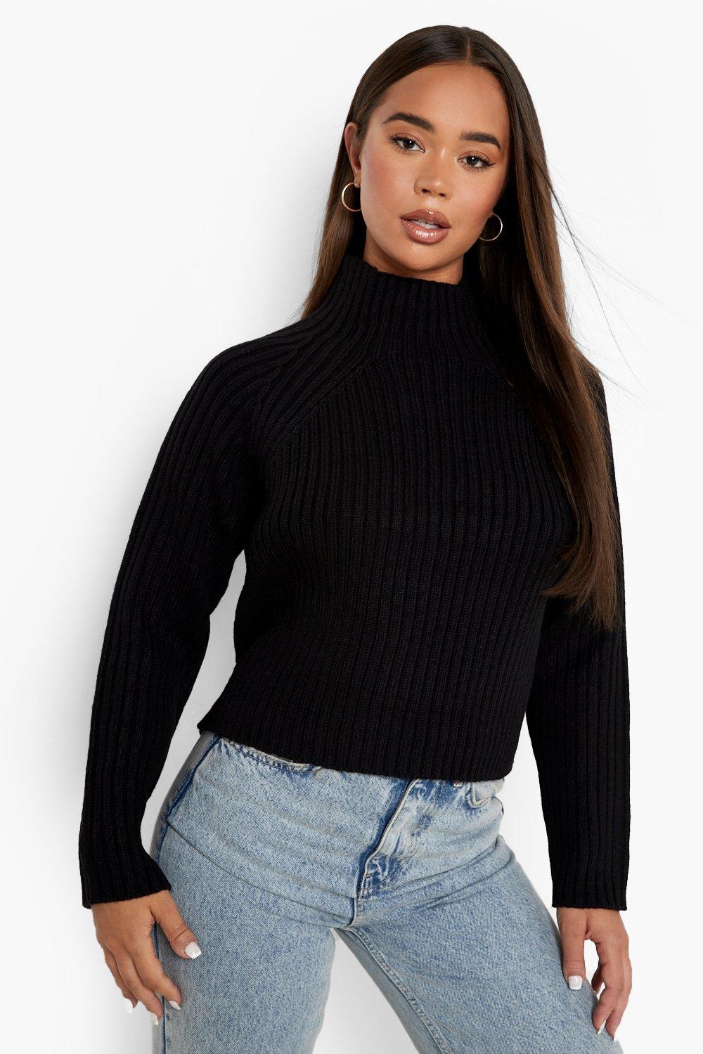 Black high 2025 neck crop jumper