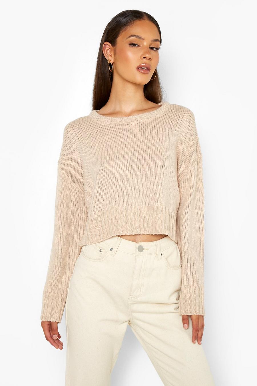 Kurzer Pullover, Taupe image number 1