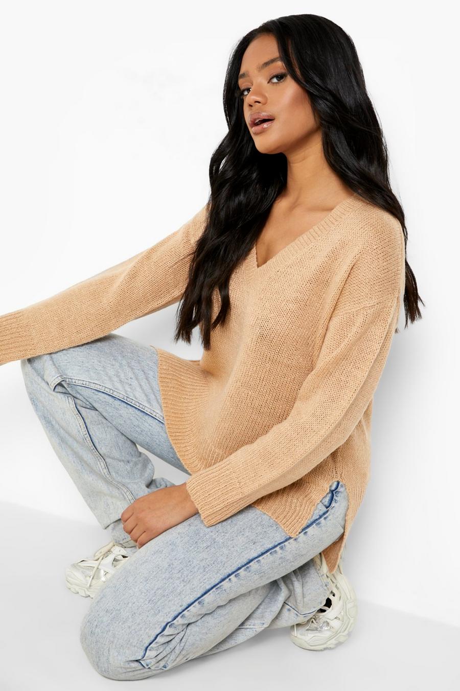 Biscuit Side Split Slouchy Sweater image number 1