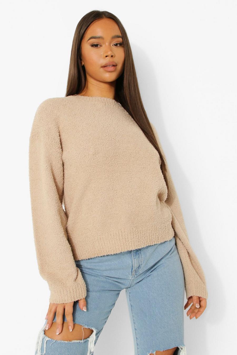 Biscuit Soft Teddy Knit Crew Neck Sweater image number 1