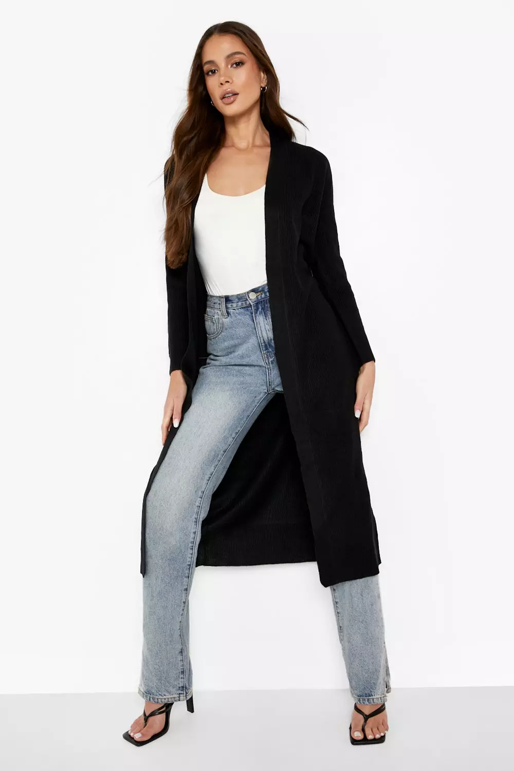 black belted maxi cardigan