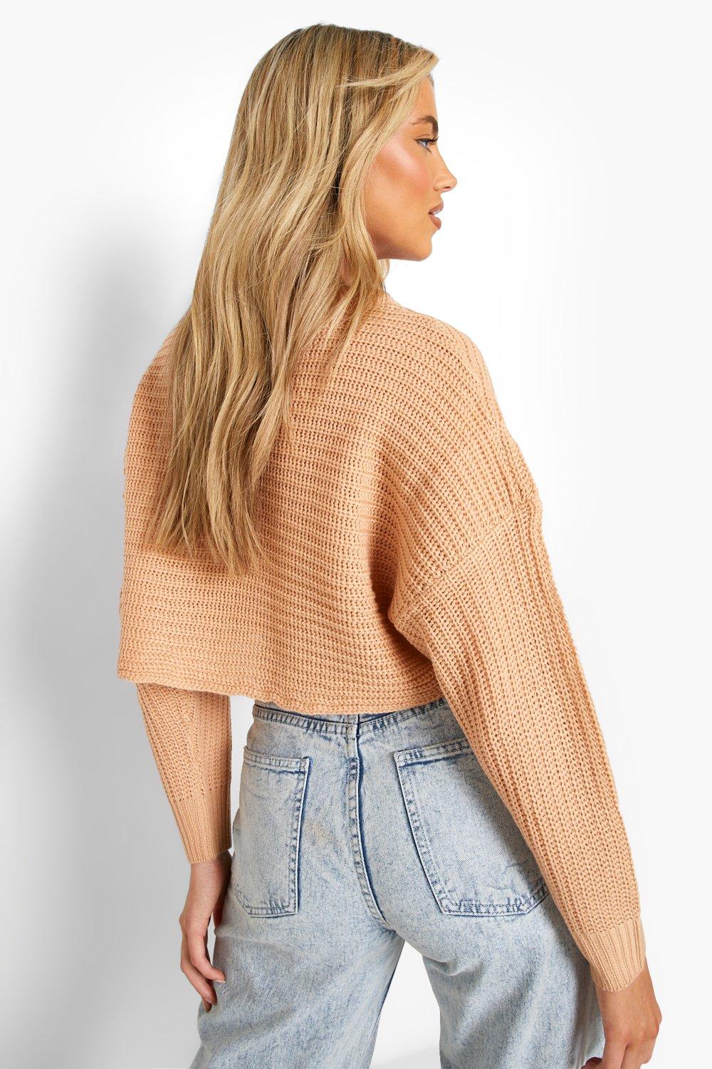 Drop Shoulder Crop Sweater