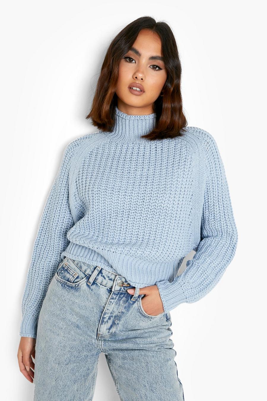 Light blue Chunky Fisherman Knit Sweater image number 1