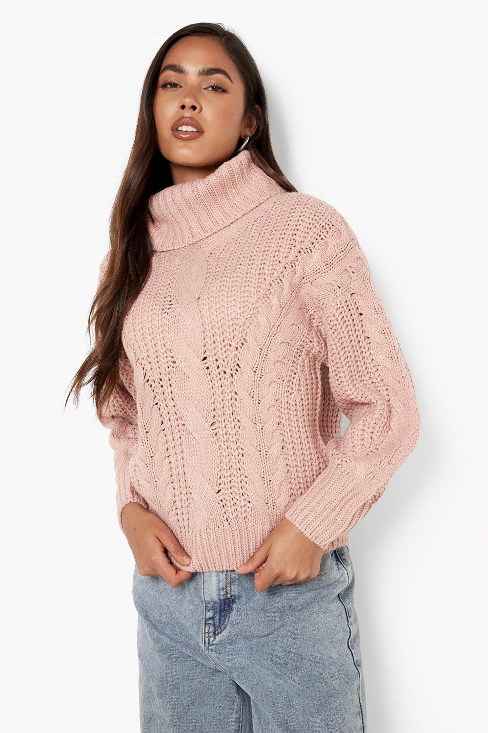 Roll Neck Cable Knitted Jumper boohoo