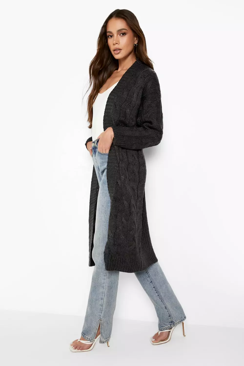 Charcoal maxi cardigan sale