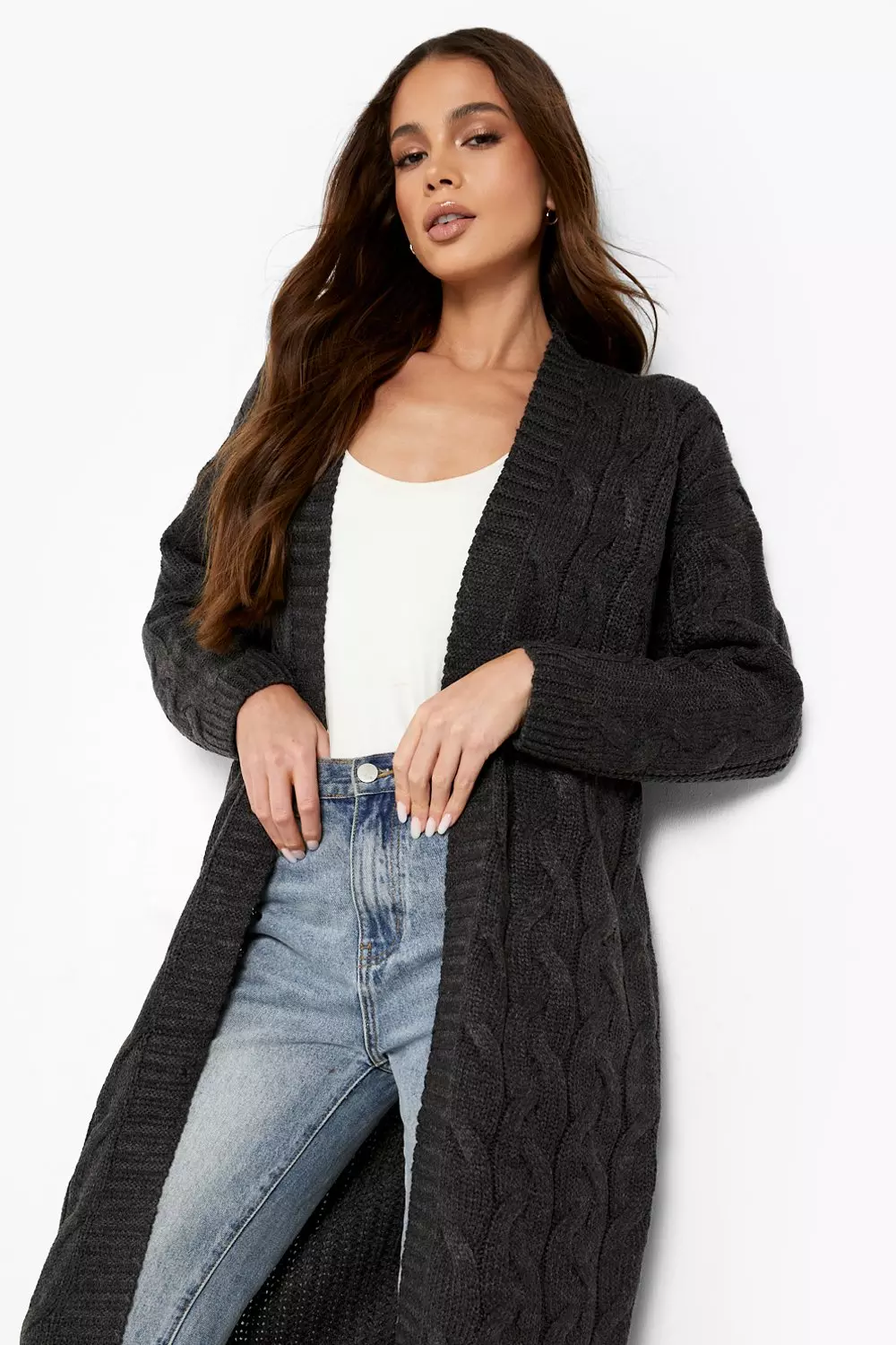 Cable knit 2024 maxi cardigan