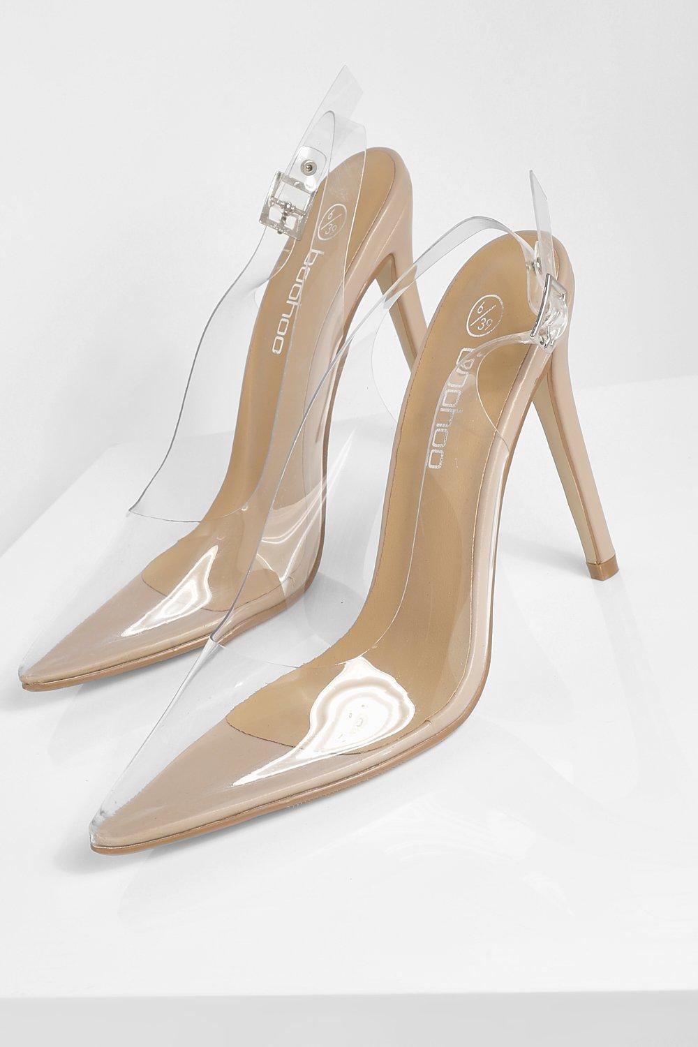 Transparent store court shoes