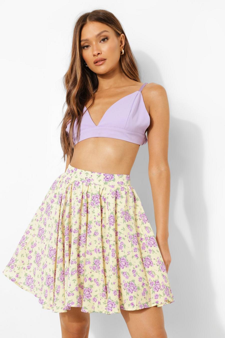 Yellow Ditsy Floral Flippy Skater Skirt image number 1