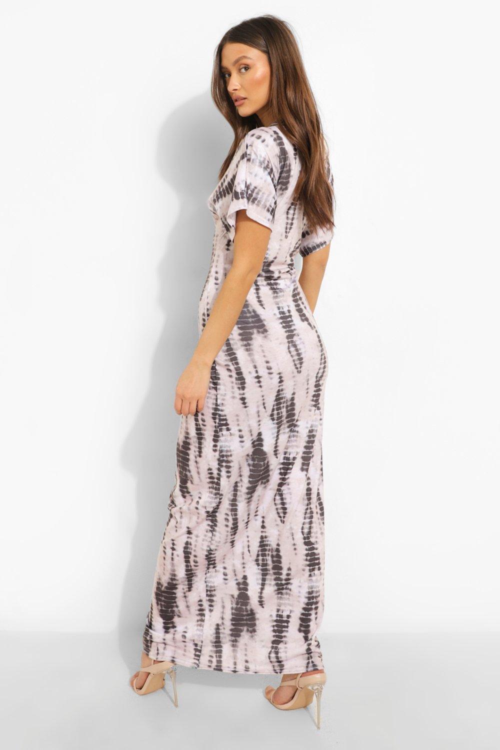 Tie Dye Maxi Jurk Met Korte Mouwen boohoo