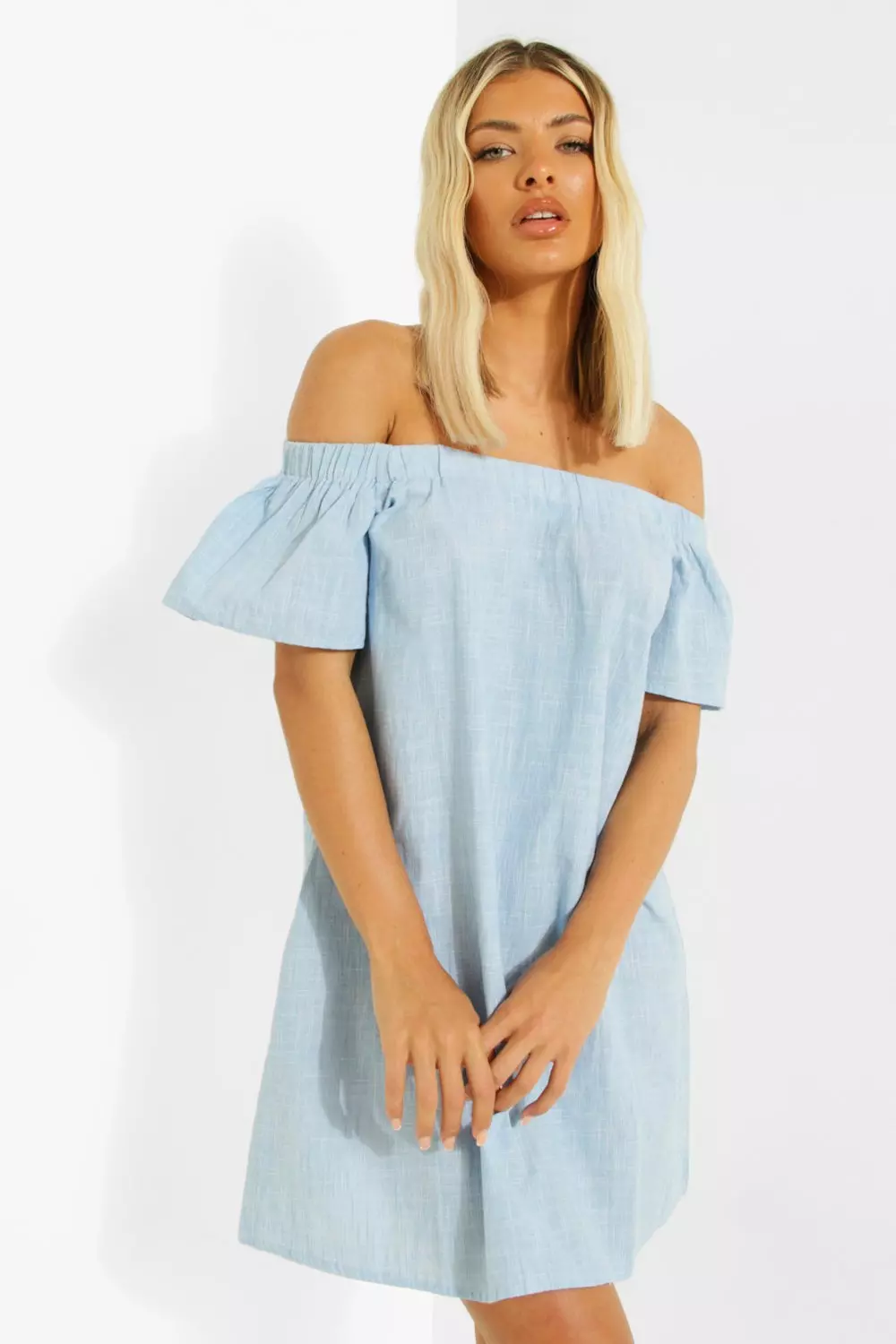 Chambray shop bardot dress