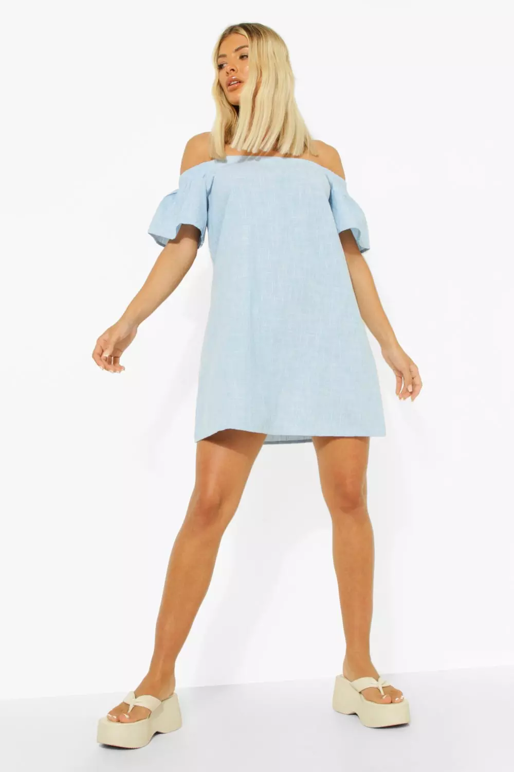 Chambray bardot clearance dress