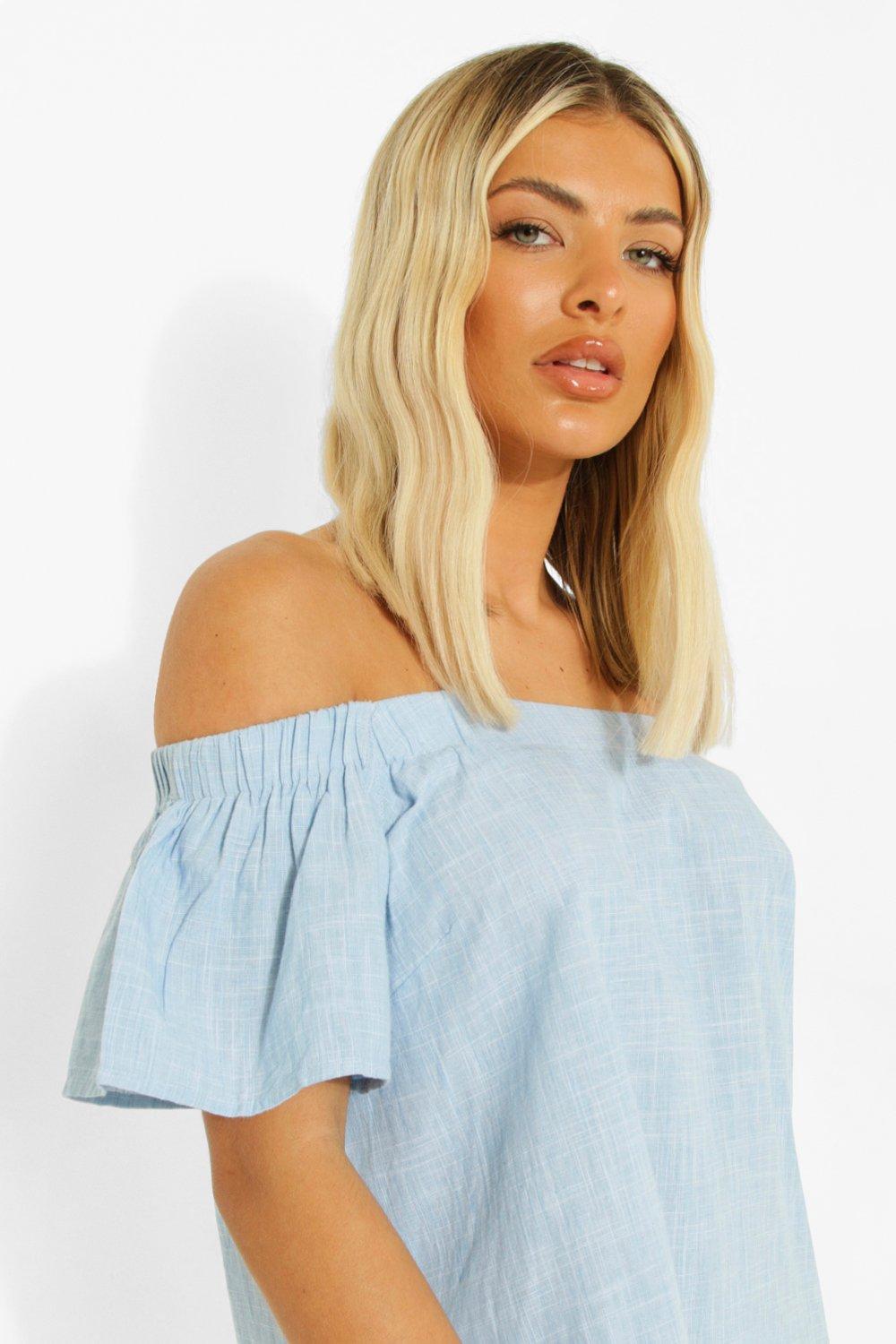 Chambray bardot dress best sale