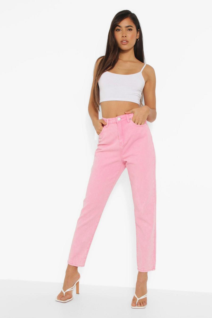 High Rise Pink Wash Straight Fit Jeans image number 1