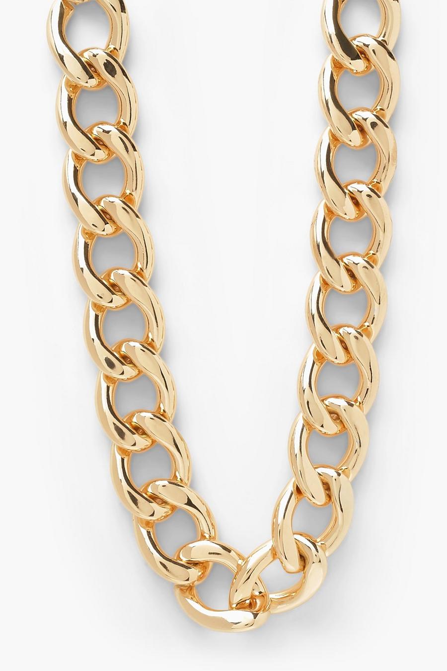 Rundliche, grobe Halskette mit Halsband , Gold image number 1