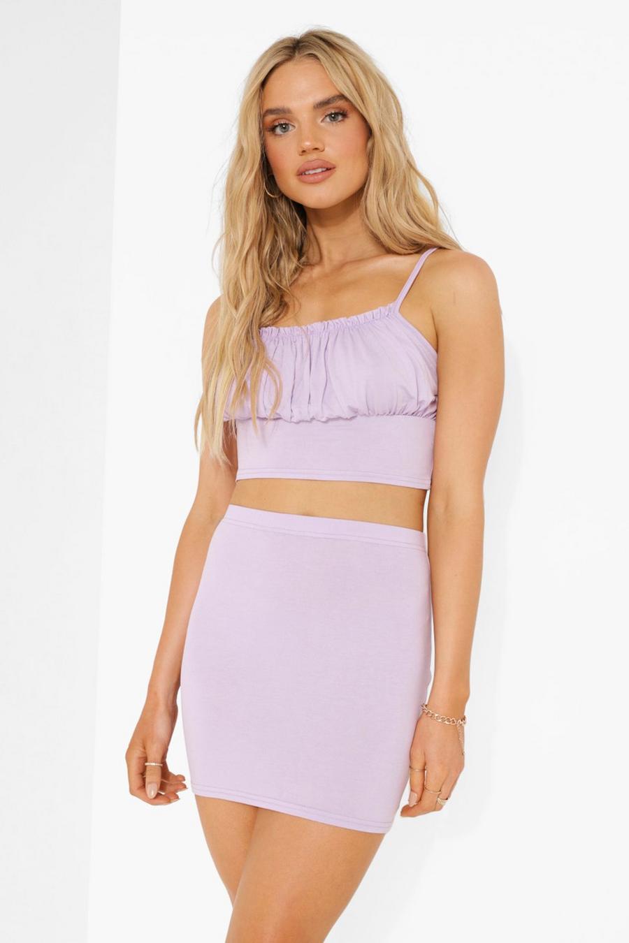 Lilac Ruched Crop & Mini Skirt image number 1