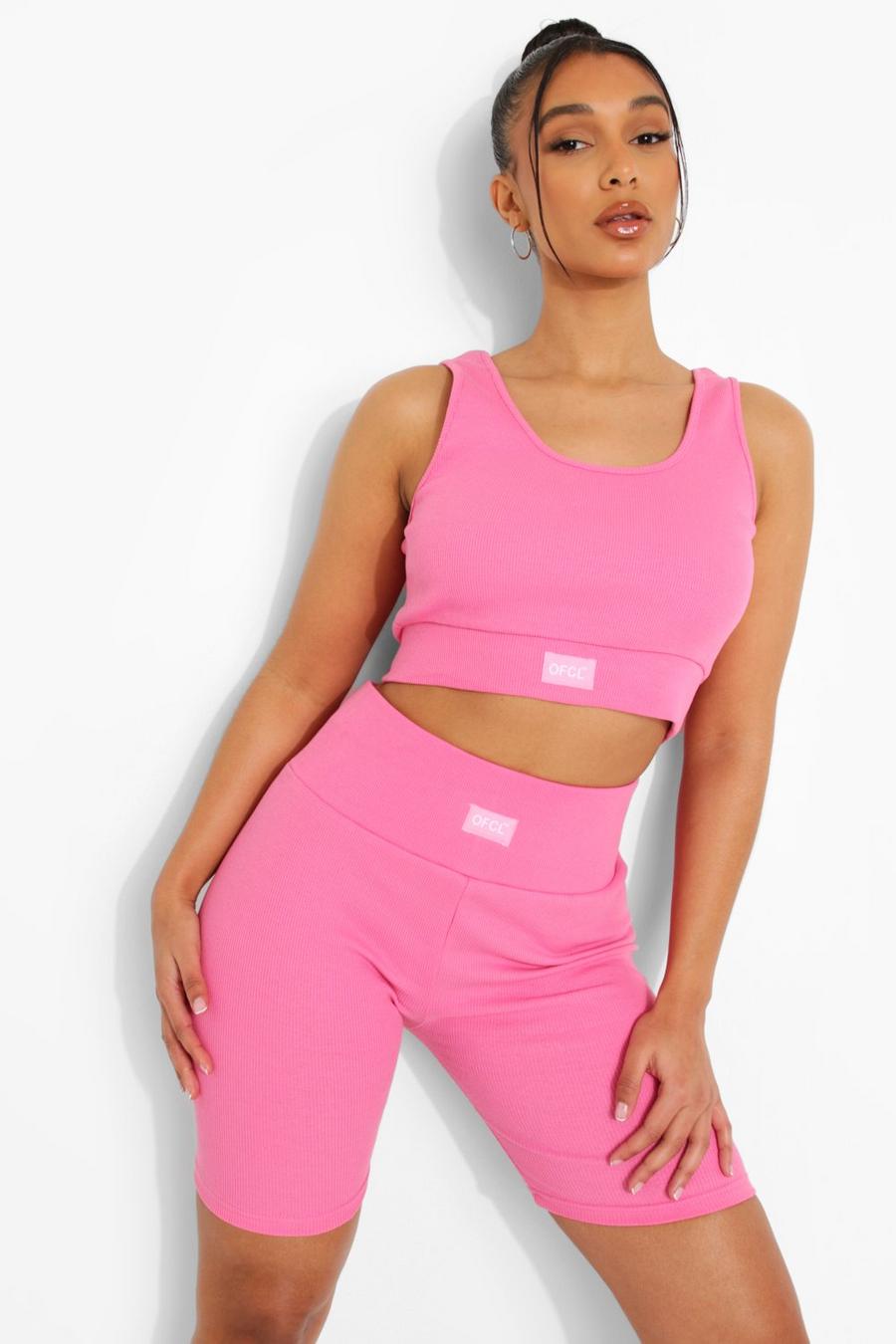 Baby pink Premium Ofcl Ribbed Gym Crop Top image number 1