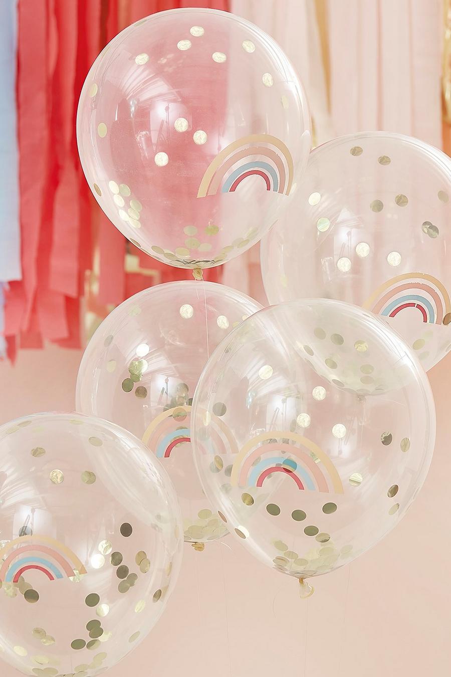 Ginger Ray Rainbow Printed Confetti Balloons, Gold image number 1