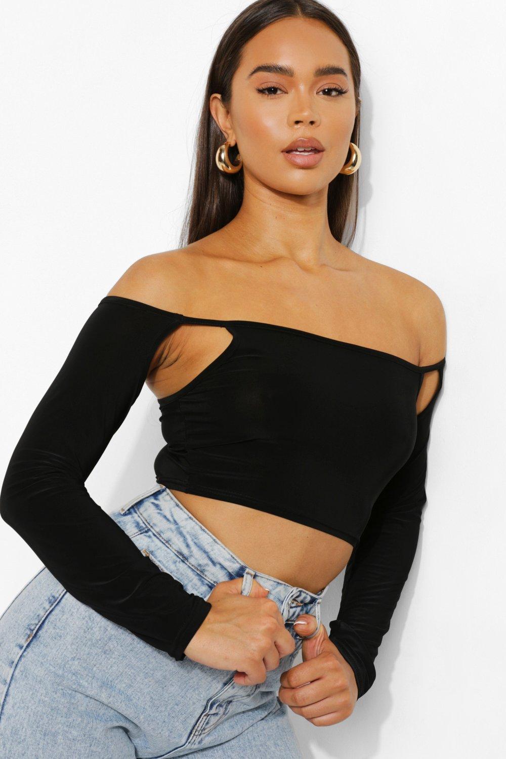 Shoulder crop top sale