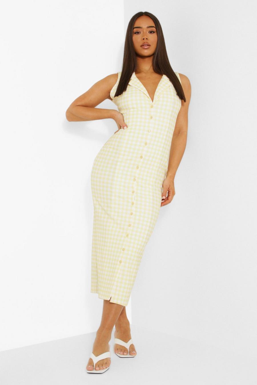 Gingham Hemd-Kleid, Lemon image number 1