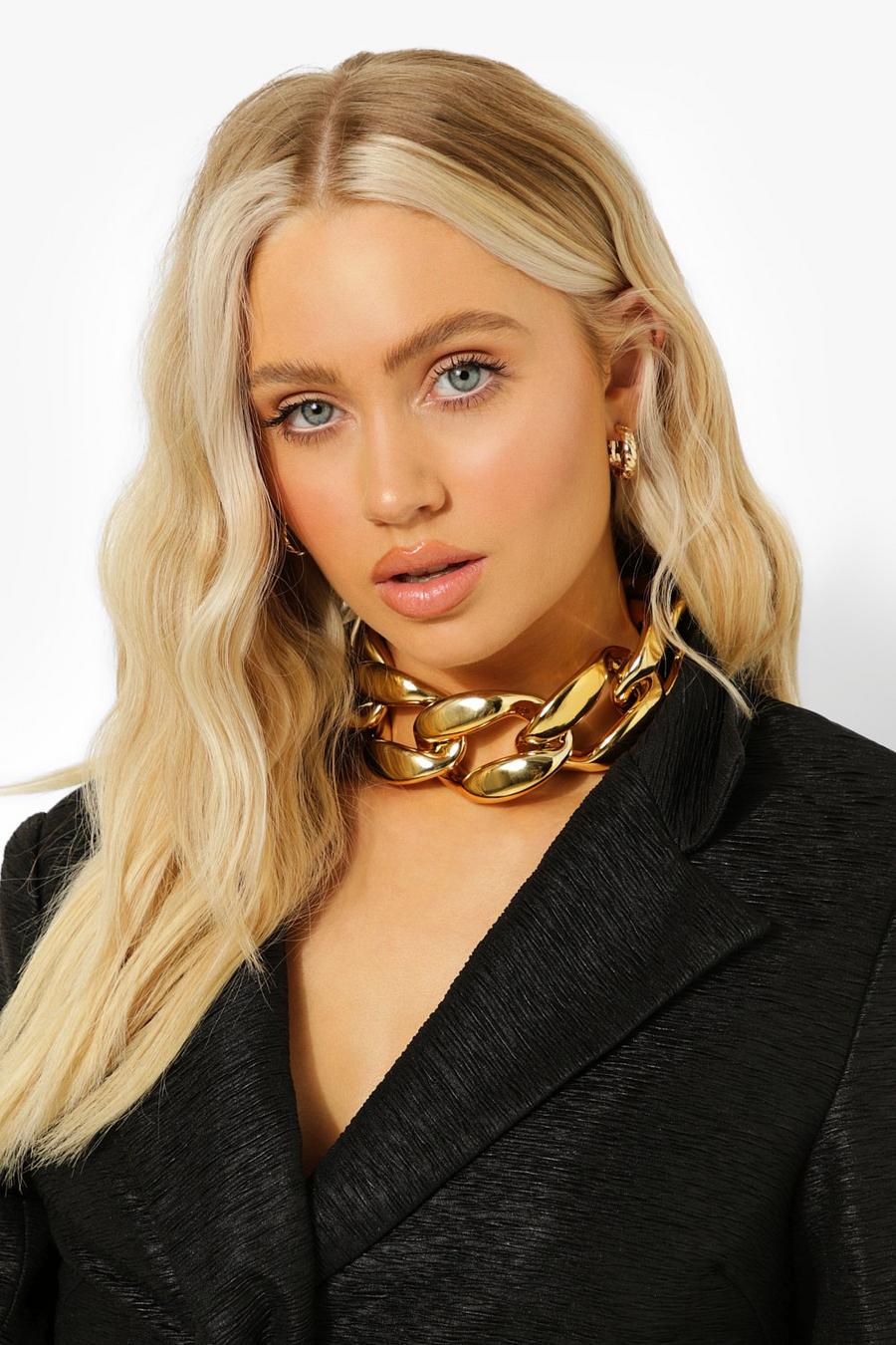 Gold Super Oversized Chunky Choker Necklace image number 1