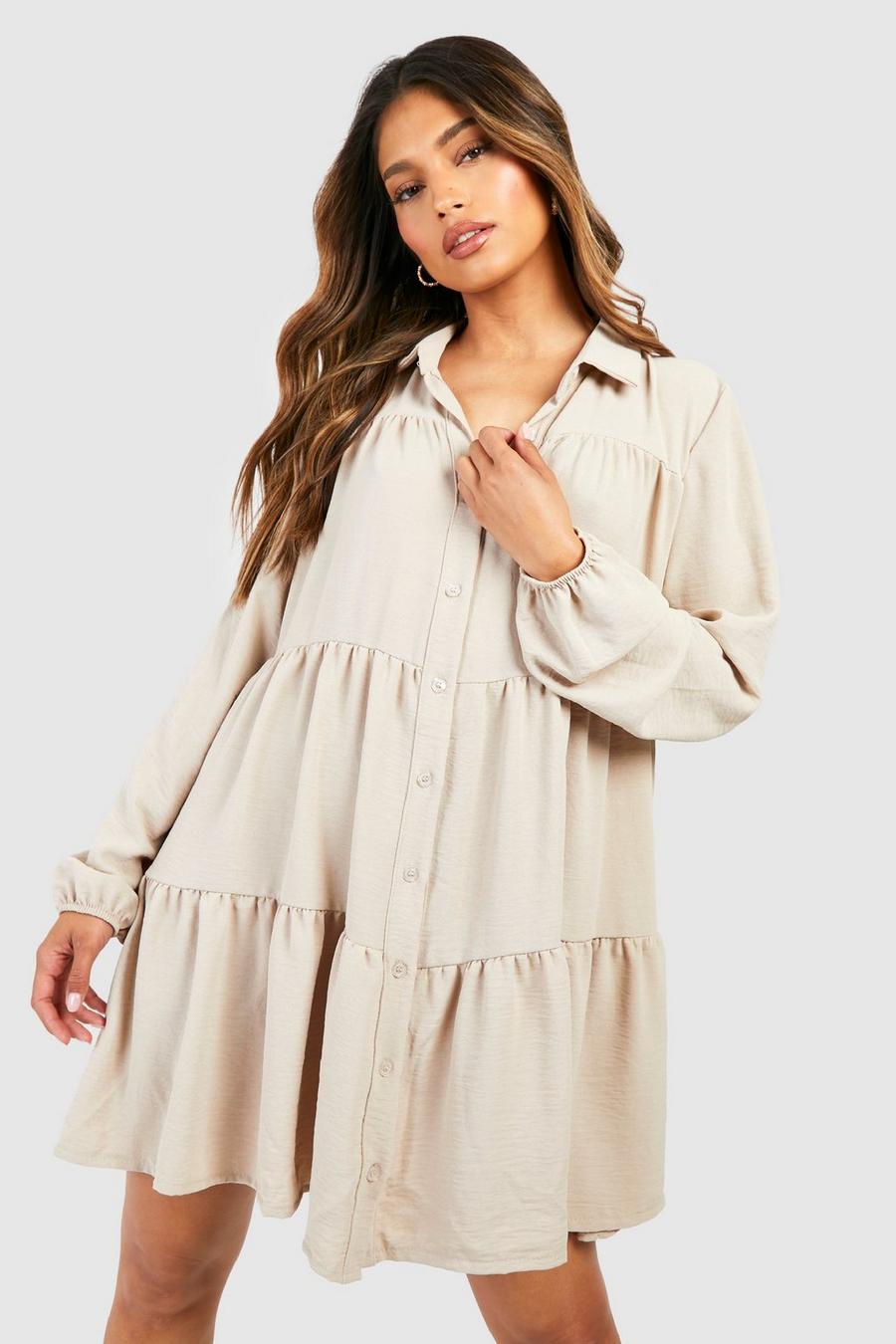 Stone Tiered Smock Shirt Dress image number 1
