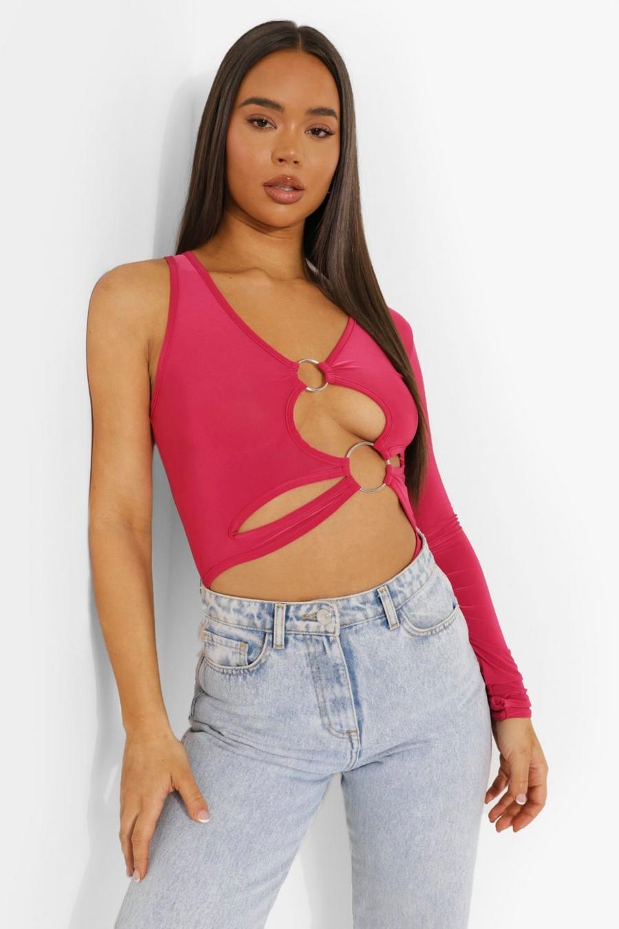 Pink Ring Cut Out Bodysuit image number 1