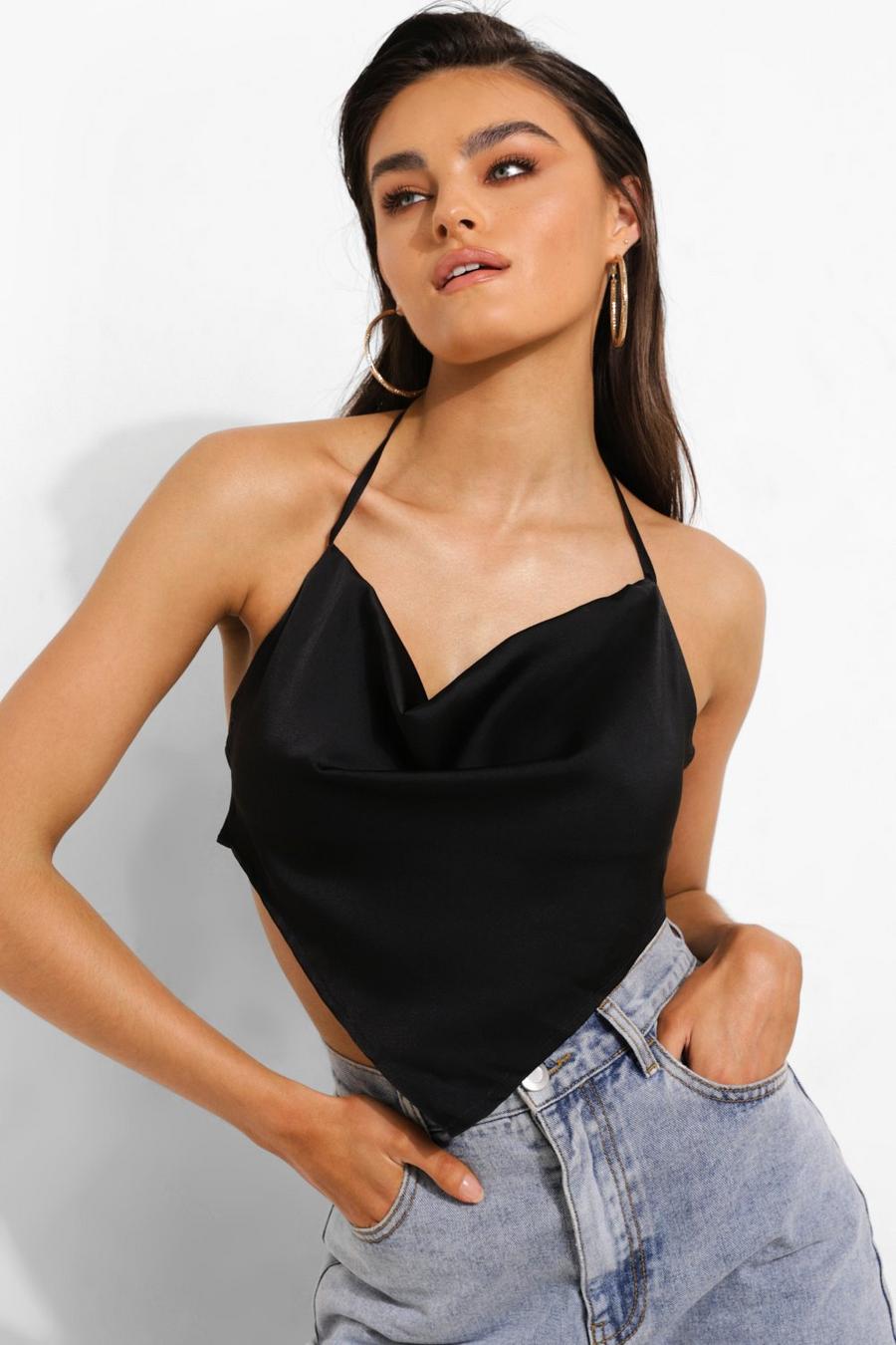 Black Woven Satin Camisole image number 1