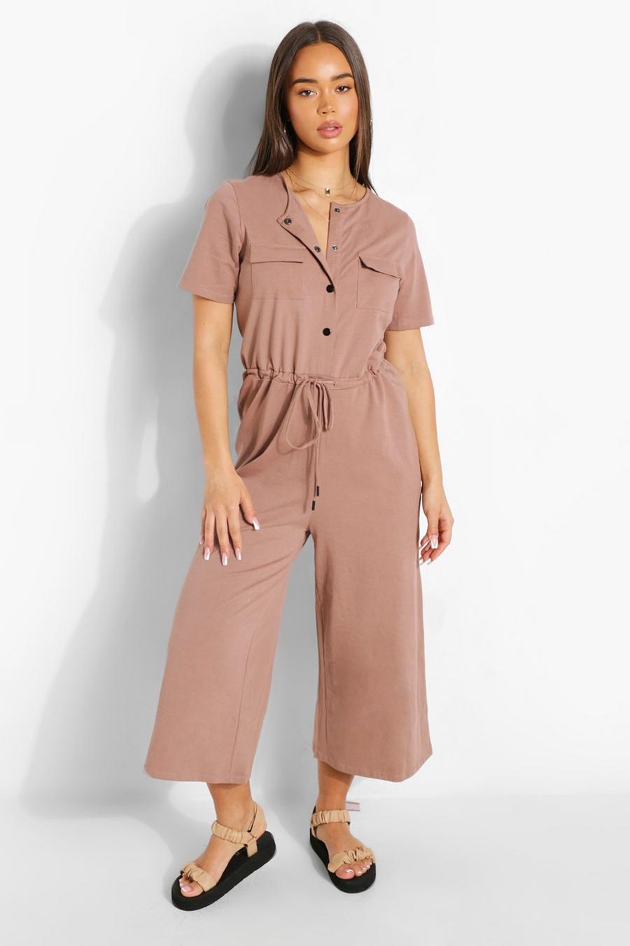 Mushroom Utility Pocket Button Up Culotte Jumpsuit image number 1