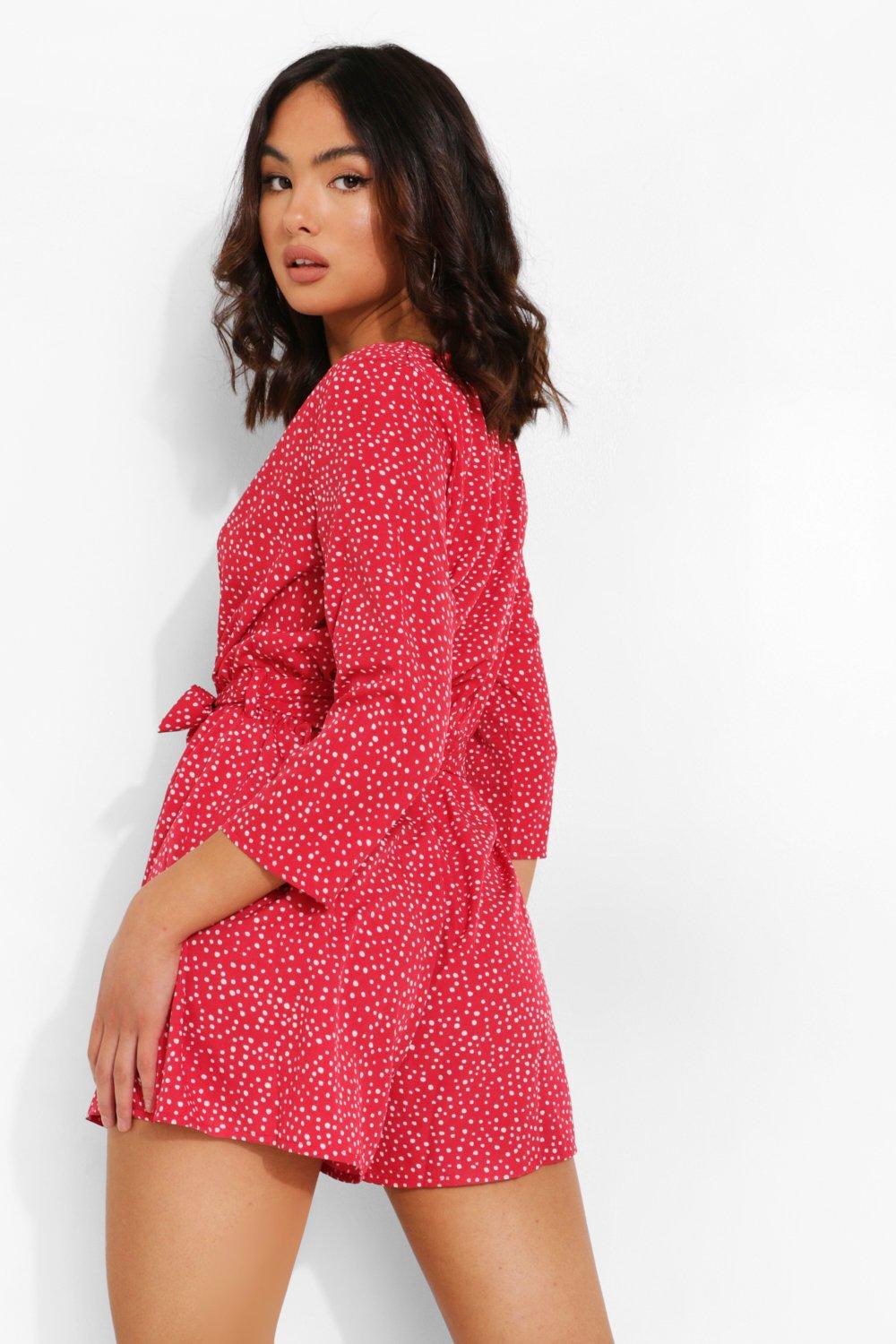 Polka dot playsuit sales red