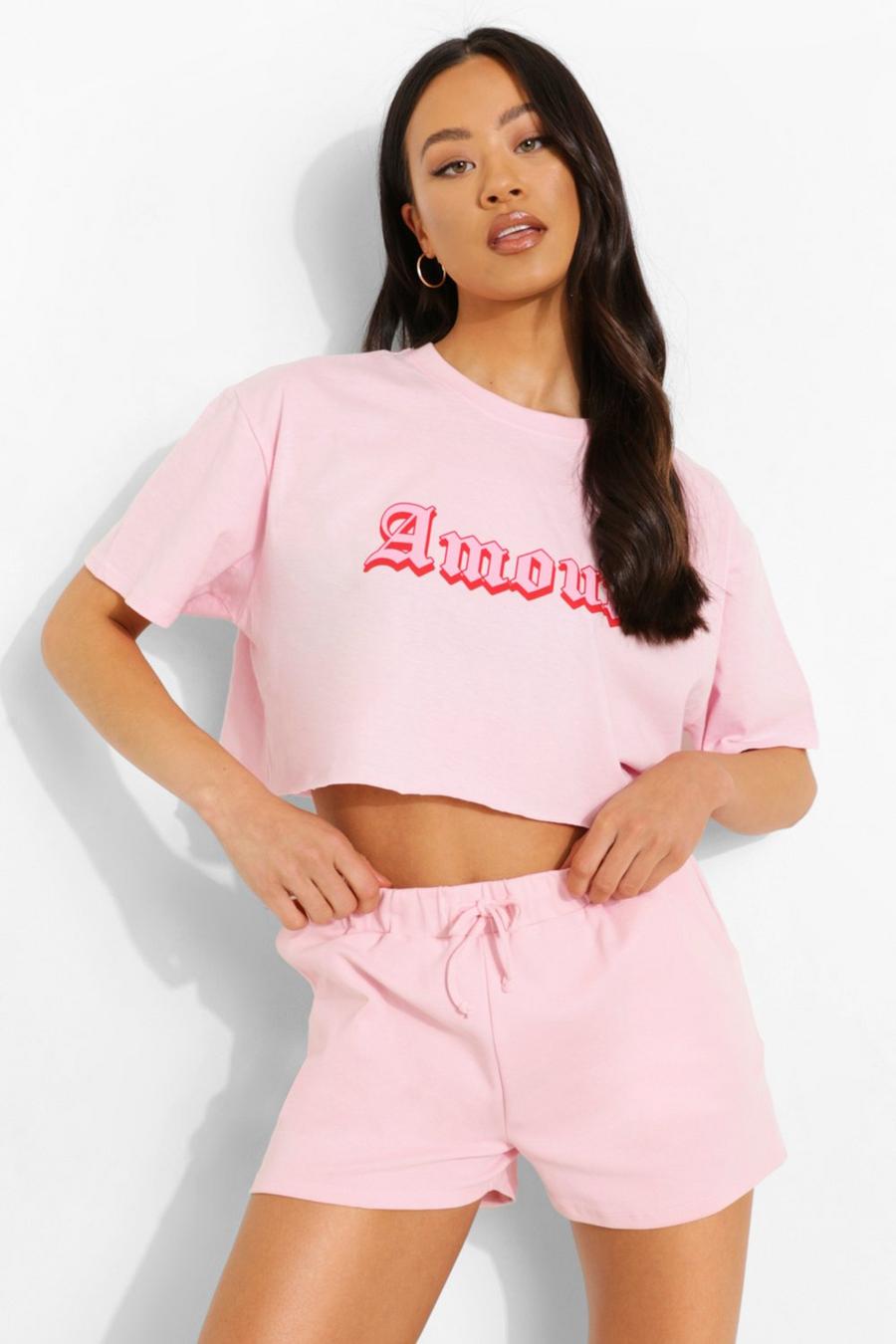 Light pink Amour Print Cropped T-shirt image number 1