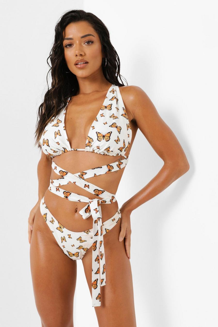 White Butterfly Hipster Bikini Brief image number 1