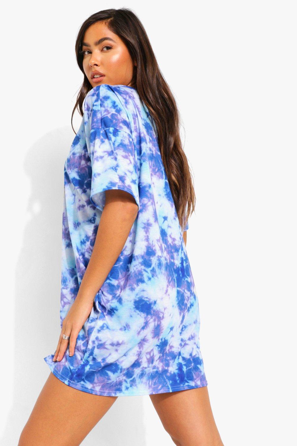 boohoo tie dye t shirt dress