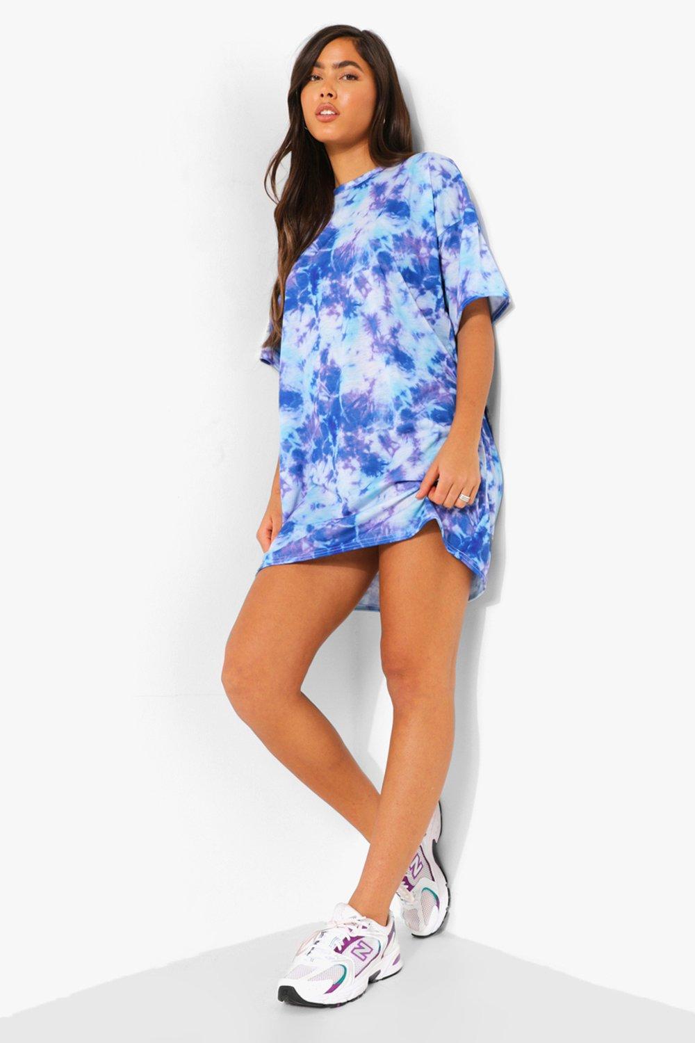 boohoo tie dye t shirt dress