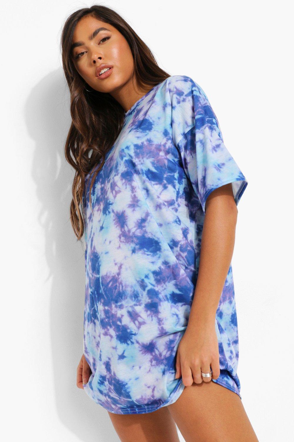 boohoo tie dye t shirt dress